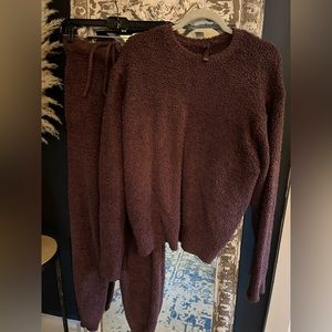 Skims Cozy Set Pants & Pullover Sweatshirt Crewneck Small Medium EUC